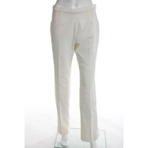 DESIGNER Ivory Corduroy Textured Classic Straight Leg Dress Pants Trousers Sz 26